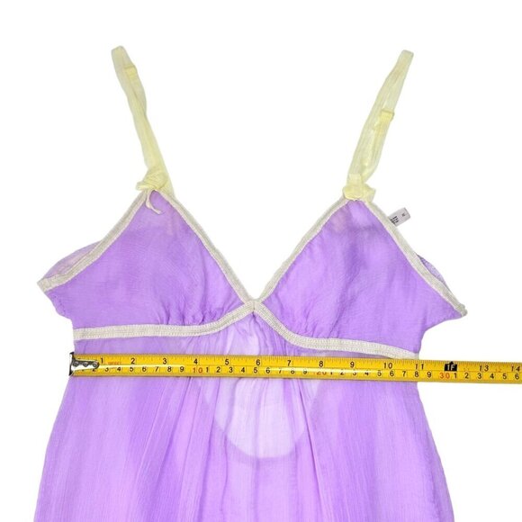 VTG Sophie & Me Babydoll Slip Dress Sz.S Lilac Sheer Silk Bow Ruffles Coquette - Picture 6 of 11